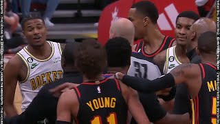 A scuffle breaks out in the Hawks-Rockets game 😨