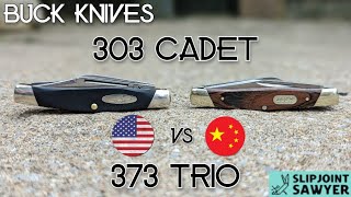 Buck Knives 303 Cadet USA Vs 373 Trio China - Pocket Knife Comparison