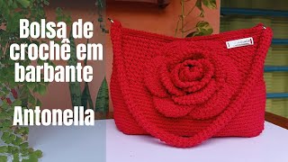 Bolsa de croche Antonella com mega flor em barbante passo a passo