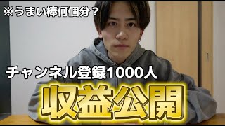 【Youtubeドリーム??】チャンネル登録1000人の収益を公開します。