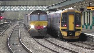 (HD) DRS 66423 passes Newport with Stobart containers - 5/12/13