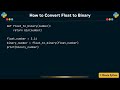 How to Convert Float to Binary