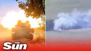 Ukrainian marines blow up Russian mortars with self-propelled guns