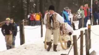 The annual horn-sledging championships take place in Garmisch-Partenkirchen in Germany.