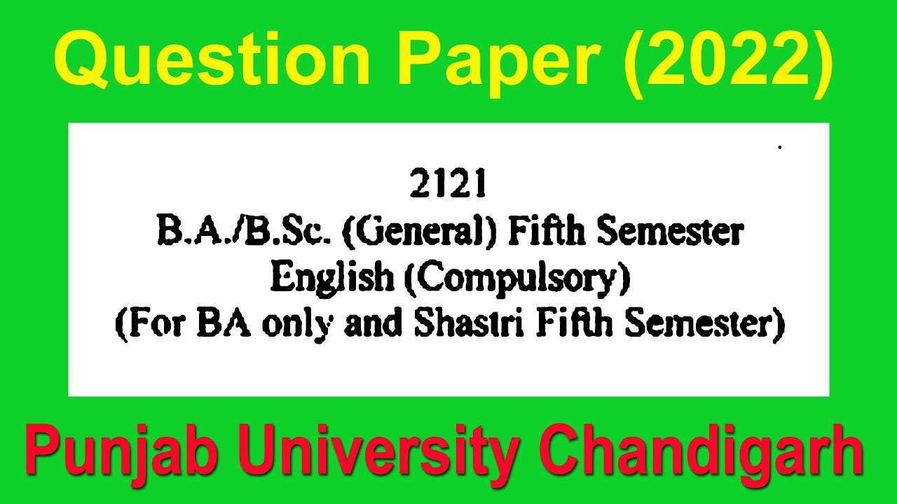 Question Paper B.a/b.sc/shastri General 5th Semester English Compulsory ...