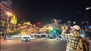 Nanjing Road West｜Shanghai City Walking 4K｜HKRI Taikoo Hui｜Shopping Mall｜Jing'an Temple｜Night View｜L