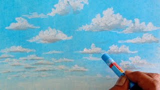 Clouds sky landscape drawing by pastel colour.