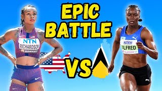 WHAT A RACE !! Sha'Carri Richardson vs Julien Alfred - The 100m Battle 2024