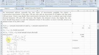 Solving a System of Linear Equations using Matrices in Excel