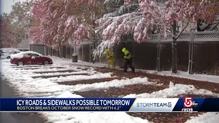 Halloween trick! Record snow blankets Mass. in October snowstorm