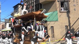 令和4年9月4日 旧市試験曳き 中北町の地車 紀州街道本町側のS字 やりまわし