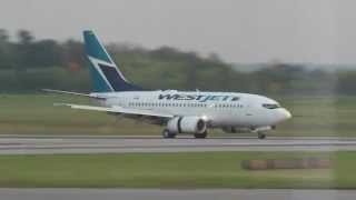 Westjet 737-600 lands at Ottawa airport (YOW)