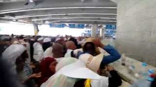 Stones roll down the basin at Stoning of Big Jamarat 2015