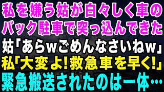 【スカッとする話】私を嫌う姑が偶然を装い車の駐車で突っ込んできた。姑「前進とバックを間違えていたわw」私「え！早く救急車を！」→車に突き飛ばされて緊急搬送されたのはあの人...w【修羅場】