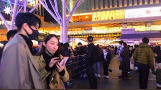 Fukuoka City Walking Tour 4K✨🌃Christmas market in hakata station with illuminated season✨❤️🎄🎅🎁✨part②