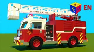 Fire truck responding to call - construction game cartoon for children