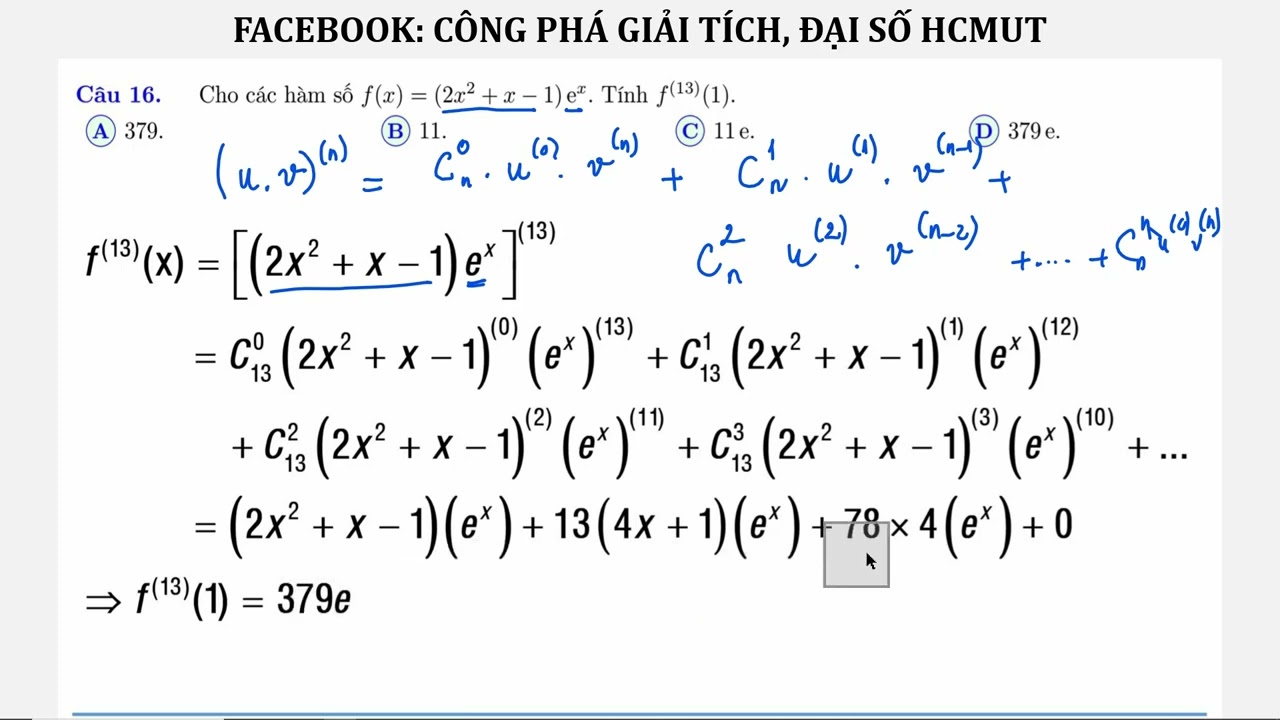 GIẢI TÍCH 1 - Tính đạo Hàm Cấp Cao Bằng Công Thức Leibniz - YouTube