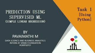 Spark Foundation internship Task 1 |Prediction using Supervised ML |Linear Regression |#GRIPSEP2021