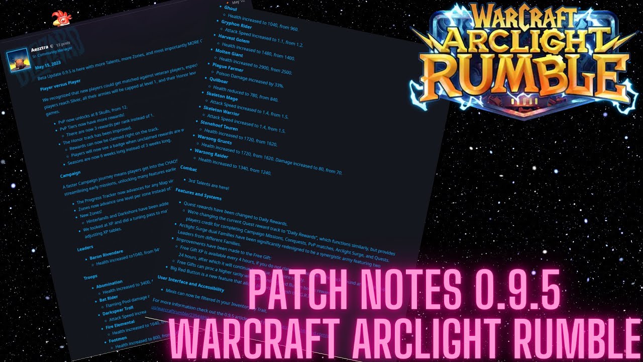 New Patch Notes Are Here 0 9 5 Warcraft Arclight Rumble Youtube