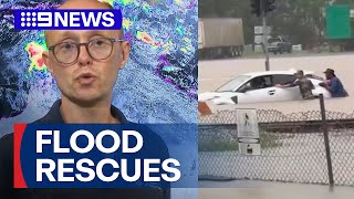 Flash flooding in parts of Queensland after heavy rain | 9 News Australia