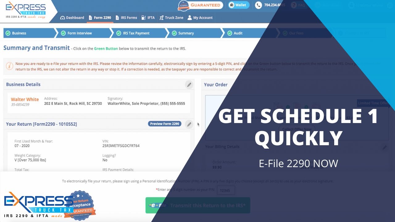 How To Get Schedule 1 Form 2290 Quickly? | ExpressTruckTax - YouTube