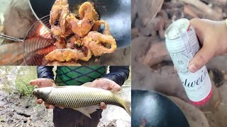 Fishing and cooking with friends/ଦେଖନ୍ତୁ ମାଛ ଧରି ମାଛ ରେ ବିଅର୍ ପକେଇ ରୋଷେଇ !