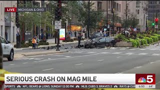 Major 2-vehicle crash closes Mag Mile during rush hour, with cars destroyed