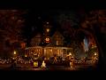 HAUNTED HOUSE HALLOWEEN AMBIENCE-GLOWING JACK O LANTERNS-GHOSTS-BONFIRE-AUTUMN NIGHT SOUNDS