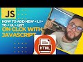 How to add a new LI tags to UL lists onclick with JavaScript