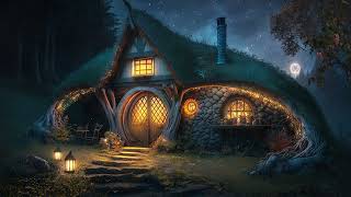 Relaxing Night Sounds | Magical Hobbit House | Enchanted Forest Ambience for Sleep and Reading