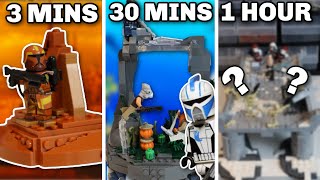 I built LEGO CLONE WARS BATTLES in 3 Mins, 30 Mins and 1 HOUR!