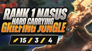 Rank 1 Nasus Hard Carrying Griefing Jungler In High Elo! Nasus Mid S12 | Carnarius