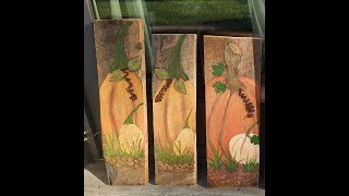 Painting Pumpkins on Old Barnwood with Acrylics 8.12.24