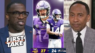 FIRST TAKE | Sam Darnold has a very legitimate case for MVP - Shannon on Vikings beat Seahawks 27-24