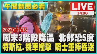 【1400 午間新聞必看】周末3階段降溫 北部恐5度　特斯拉.機車撞擊 騎士重摔昏迷LIVE