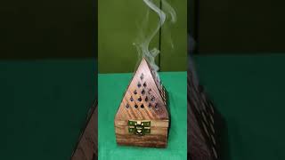 Wooden sindoor, wooden pyramid incense box unboxing video from meesho