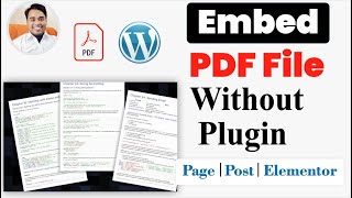 PDF Embed in WordPress Without Plugin | Embed PDF Elementor Page & Post [Hindi]