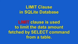 How to use LIMIT Clause using SQLite