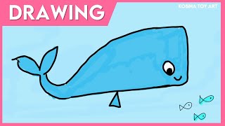 How To Draw A Whale For Kids | Kobina Toy Art ☆