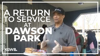 One month after deadly shooting at Dawson Park, volunteers return to feed those in need