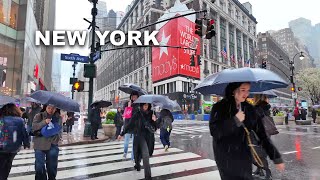 Walking in Heavy Rainstorm in NYC 4K Heavy Rain Walk NYC 2024 (Umbrella Binaural Rain Sounds) ASMR