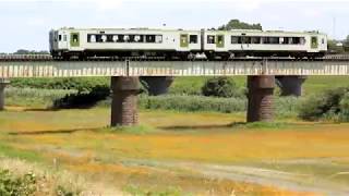 磐越東線 郡山-舞木 阿武隈川橋りょう 下り普通通過 2017.07.06