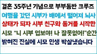 [반전사이다사연] 결혼 35주년 기념으로 크루즈 여행 떠난 시부모 !! 시부가 배에서 떨어져 뇌사 상태가 되자 시부 친구와 동거를 시작한 시모 ! /라디오드라마/사연라디오/신청사연