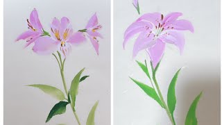 初夏の花　ユリの花　アリストロメリアの描き方　ほのぼの一筆画20😊2023