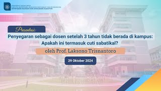 Cuti Sabatikal - Prof. Laksono