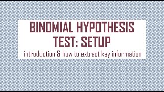 Binomial Hypothesis Test: Setting up the test