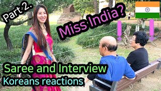 [Sub ENG] Wearing a saree, interviewing a Korean | Korean reaction (turn on the subtitle in youtube)