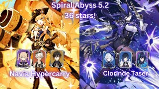 Clorinde/Ororon Taser - Navia Hypercarry - Genshin Impact - Spiral Abyss Floor 12 - Full Clear!