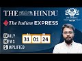 The Hindu & The Indian Express Analysis | 31 January, 2024 | Daily Current Affairs | DNS | UPSC CSE