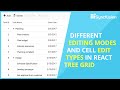 Different Editing Modes and Cell Edit Types in React TreeGrid